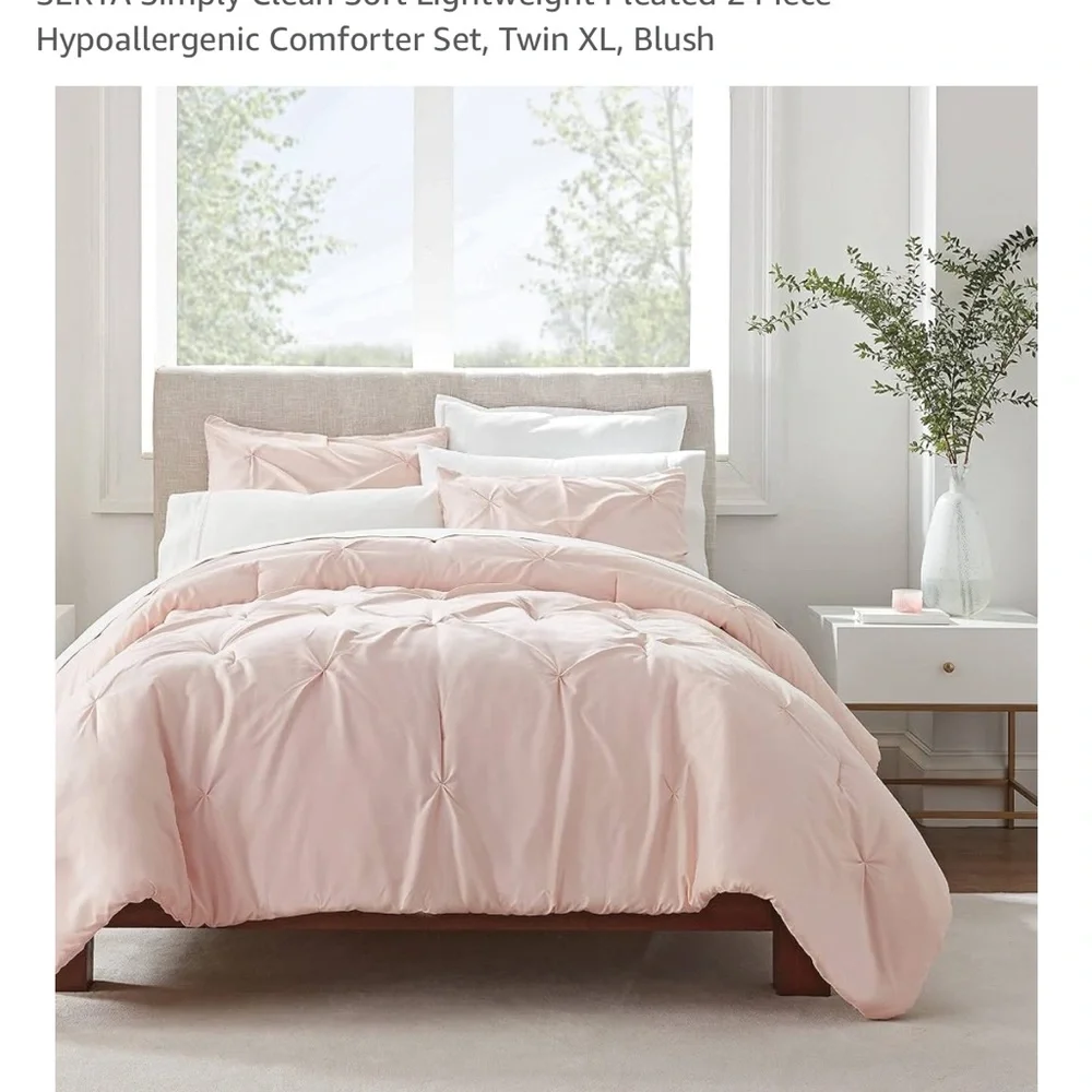 Serta SimplyClean Pink Comforter Set twinXL